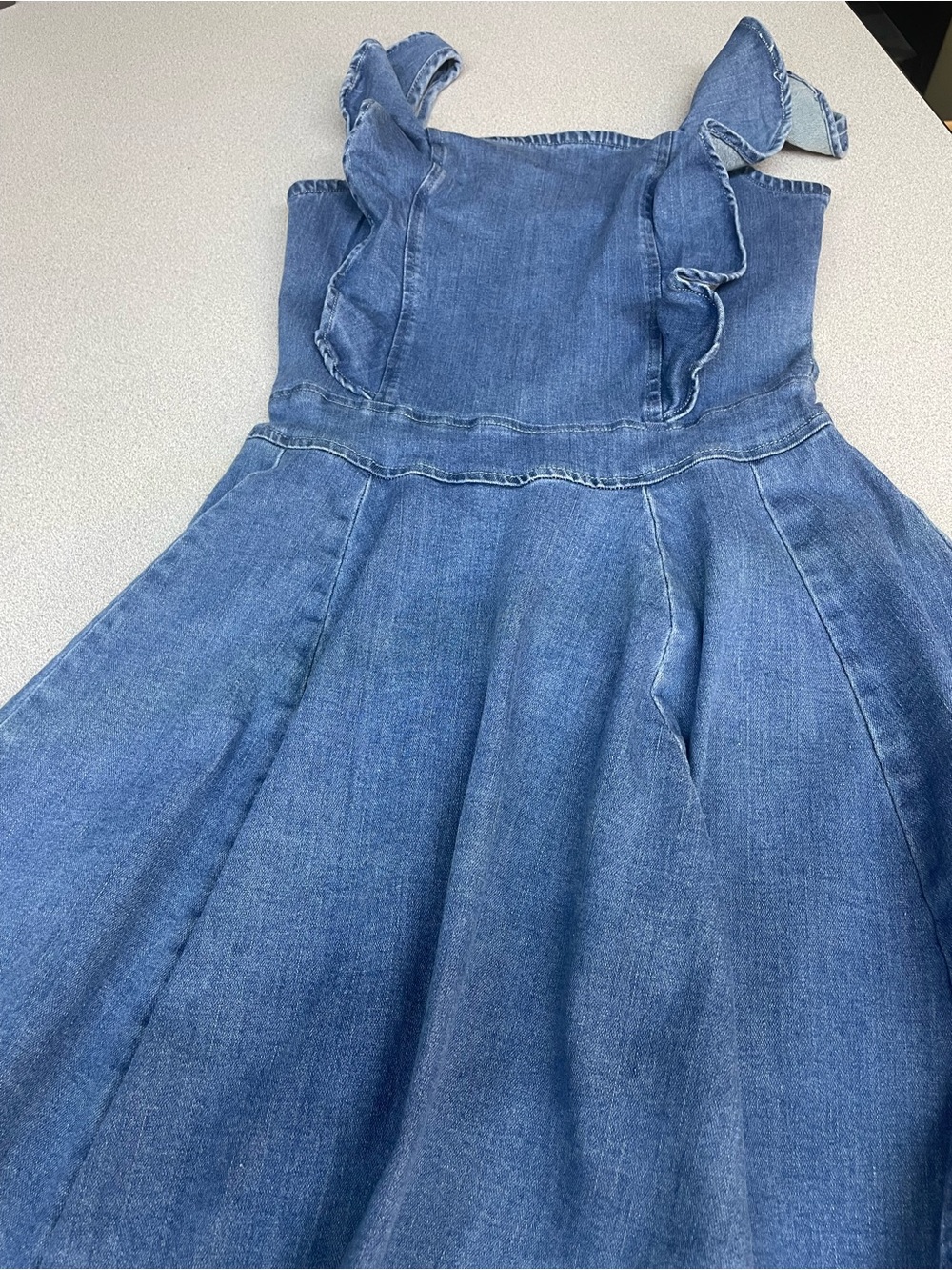 Blue Denim Ruffle Strap Sundress